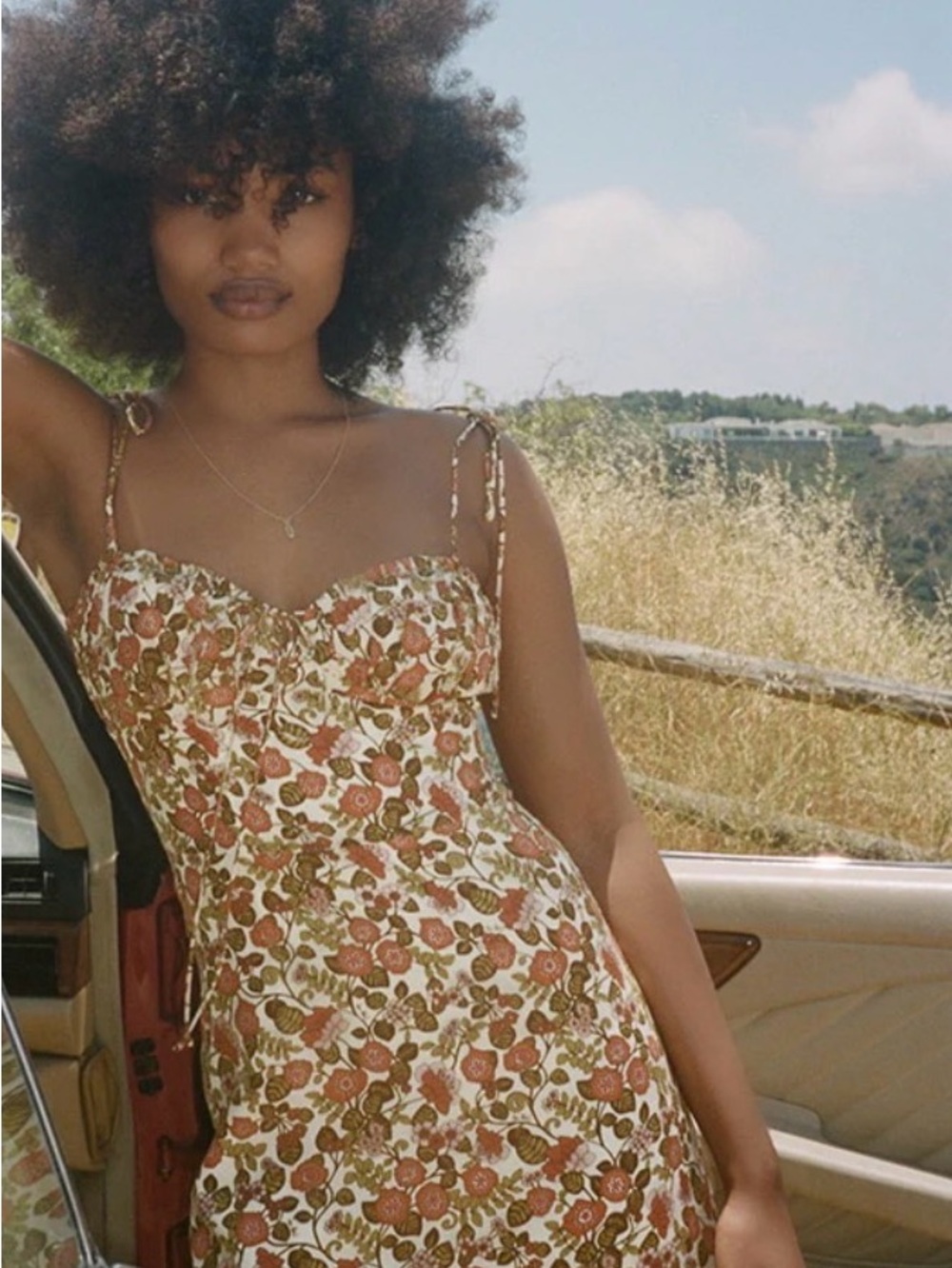 Realisation Par Floral Mini Dress in White, Rust & Green NWT